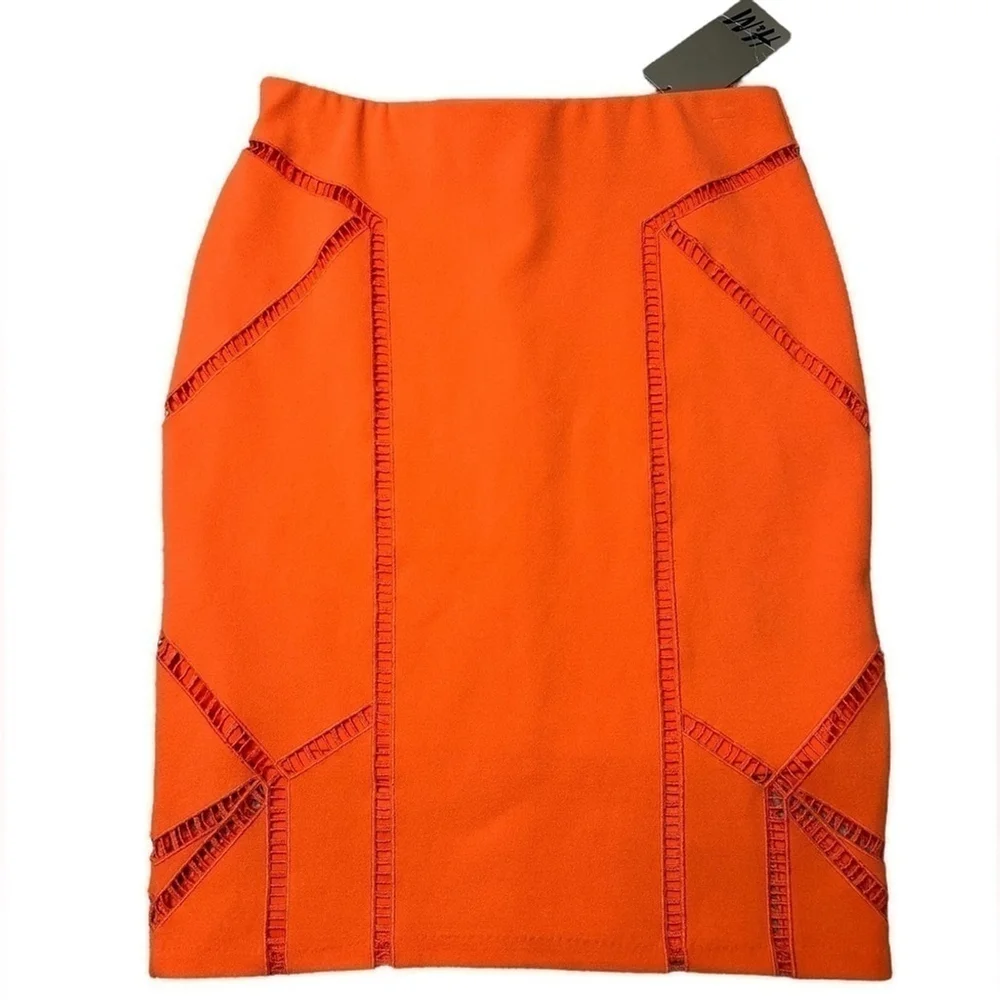 H&M Neon Orange Lasercut Matching Set Crop Top & Skirt Set Size XS/Small
